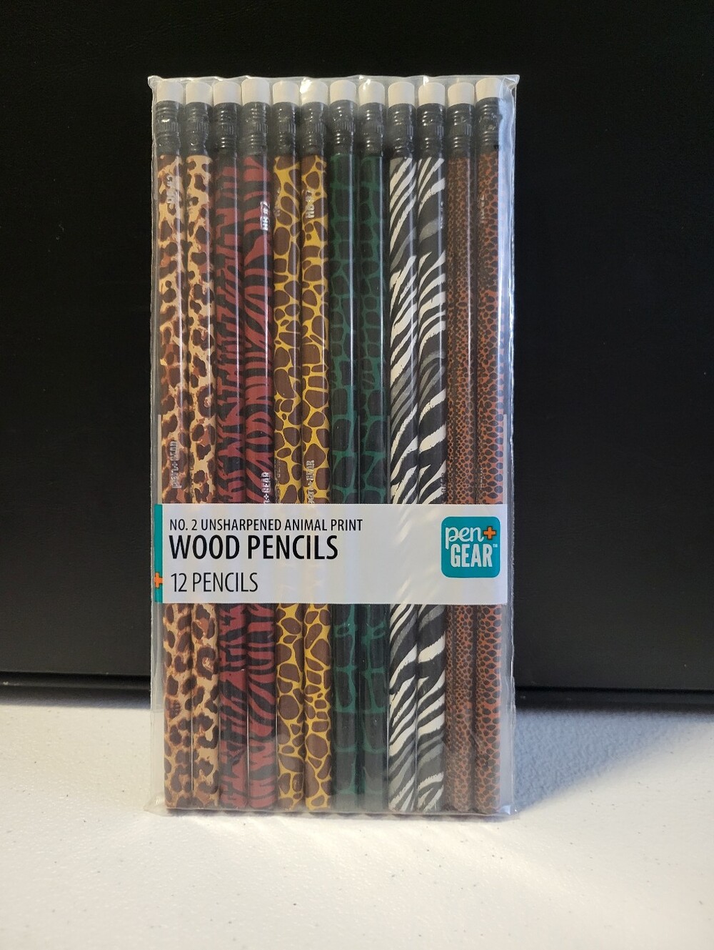 Animal Print No.2 Wood Pencils - Assorted Brown & Black Designs, 12-Pack
